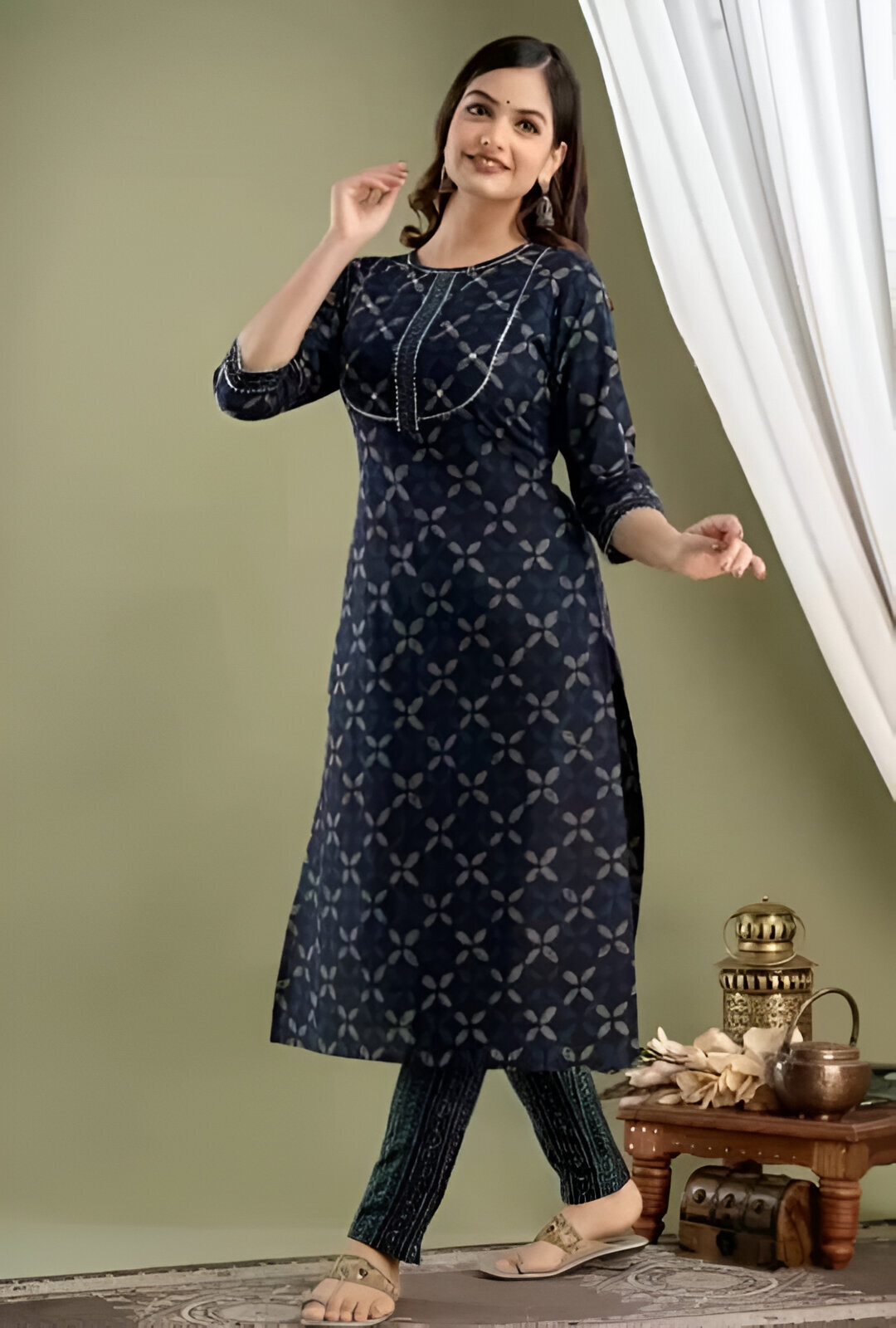 Printed Kurti with Pant for Women